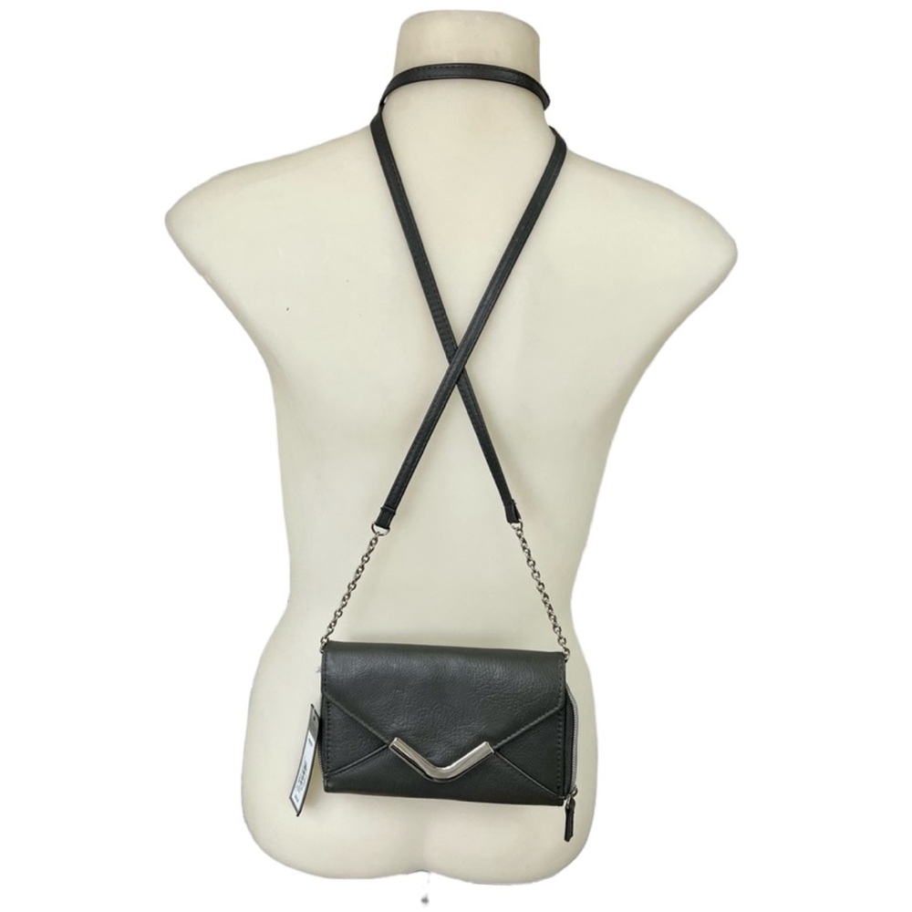 APT. 9  Crossbody Wallet V Tip Envelope Grey Silver Hardware 7x4.5